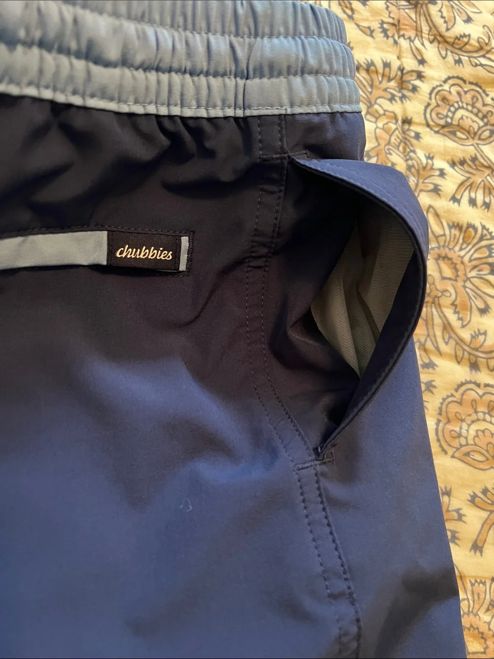 Youth Medium 10/12 chubbies Navy Swim Trunks with liner shorts
